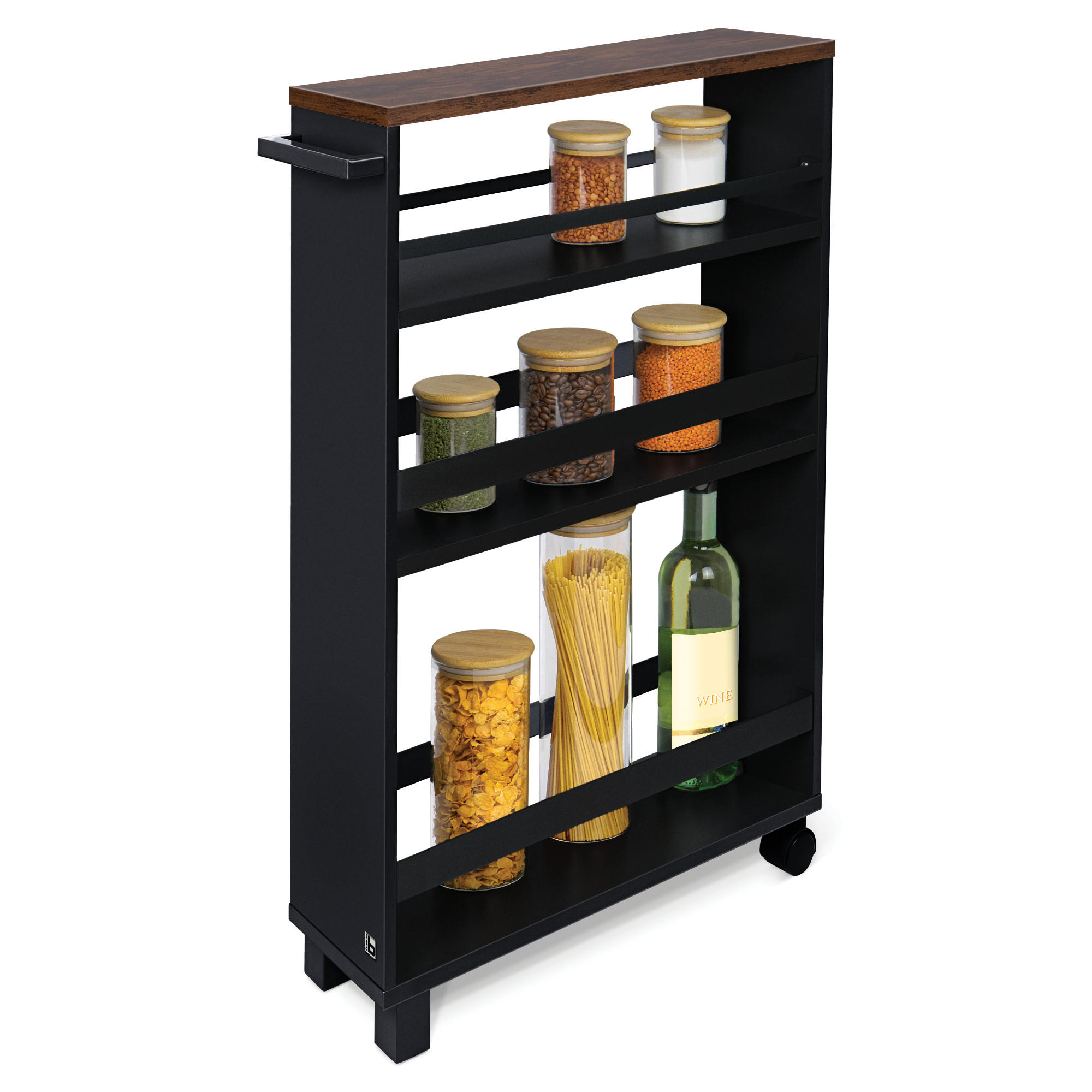 KÜCHENWAGEN Hylla Braun-Schwarz - Multicolor/Schwarz, Naturmaterialien/Metall (15/79/50cm) - BoMoe