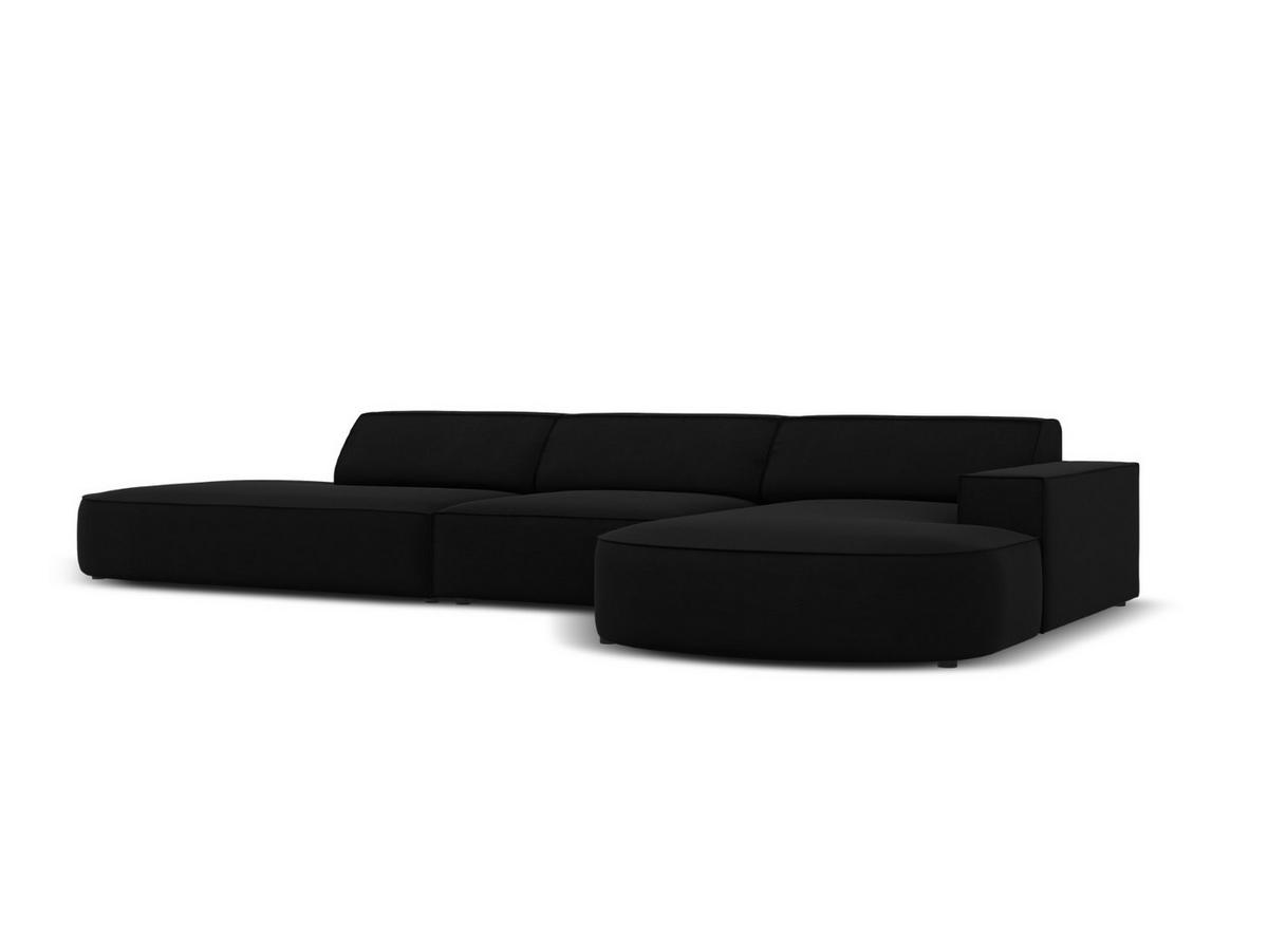 ECKSOFA rechts Jodie aus Samt schwarz 4 Sitzplätze - Schwarz, Textil (166/342cm) - Micadoni