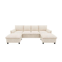 WOHNLANDSCHAFT 264.5/142.5/84 cm Beige mit 2 Aufbewahrungs-Ottomane - Beige, Textil (142.5/84/264.5cm) - Oxeza