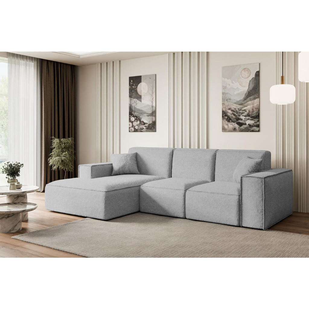 Thumbnail - Altdecor Ecksofa, Hellgrau, Textil, 6-Sitzer, L-Form, Ottomane links, 266x165 cm, Wohnzimmer, Sofas & Couches, Wohnlands...