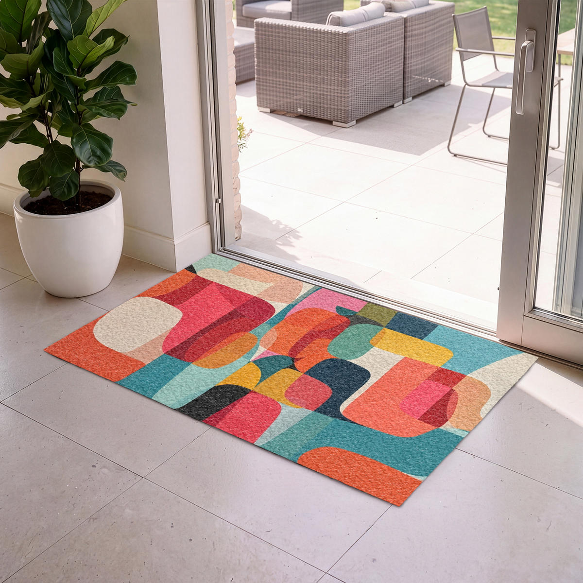 ROHOŽKA Tvary - barevné - abstraktní - letadla 120x80 cm - různobarevná, textil/umělá hmota (120/0.4cm) - MuchoWow