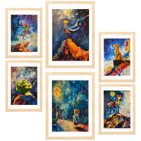 POSTER Set Mit 6 Kinderfiguren A3 & A4 Rahmen Aus Hellem Holz - Beige, Papier (29/3cm) - Nacnic