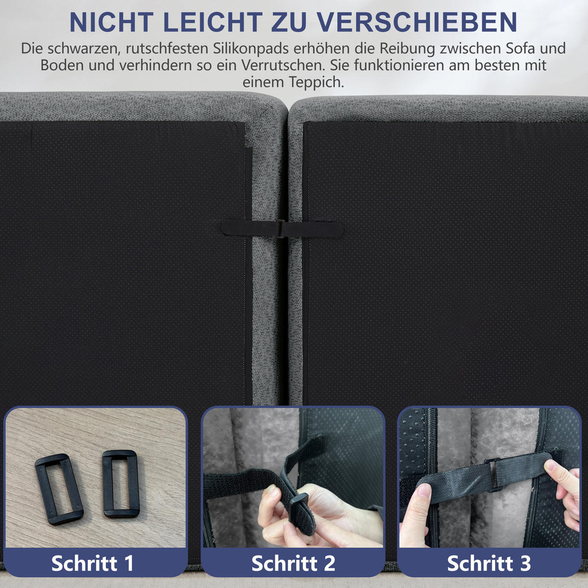 2-SITZER Sofa aus granuliertem Fleece mit modularer Form Grau - Grau, Textil (104/79/210cm) - Modenvie
