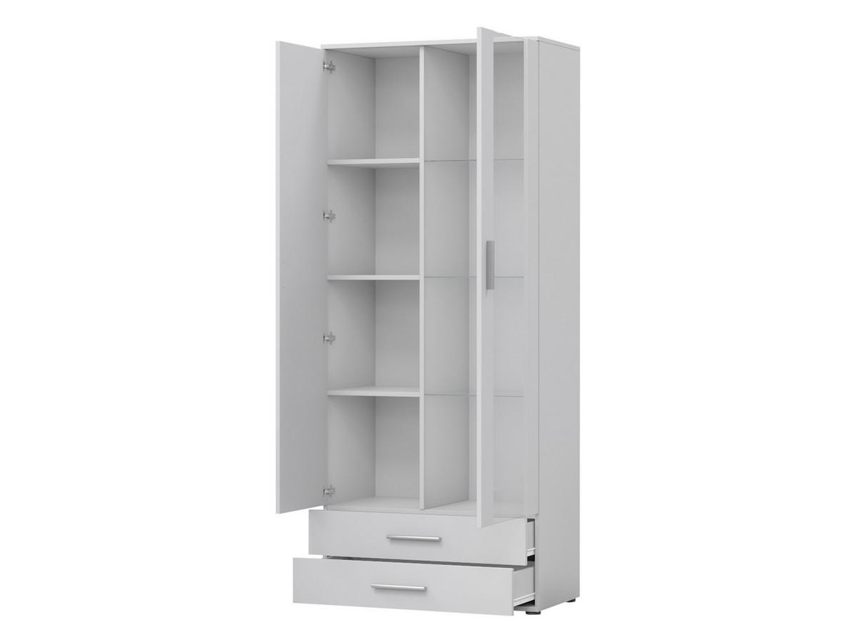 VITRINE Soho S06 - Silberfarben/Schwarz, Holzwerkstoff/Kunststoff (80/192/43cm) - MIRJAN24