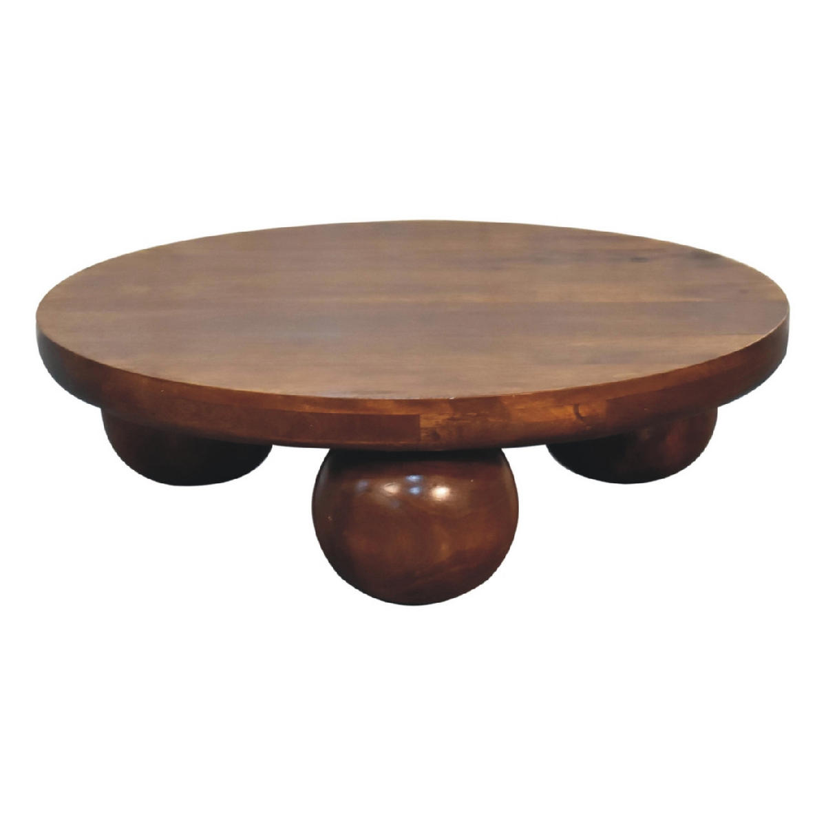 COUCHTISCH Ball Kastanienholz-Finish - Kastanienfarben/Messingfarben, Holz/Metall (80/80/23cm) - Artisan Furniture