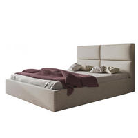 BETT 90x200 - Polsterbett mit Bettkasten und Metallrahmen - Modern Betten - Eleganter Malmö-Stoff- Kollektion Lizbona, Beige - Beige, Holz/Textil (90/200cm) - Alpi-Möbel