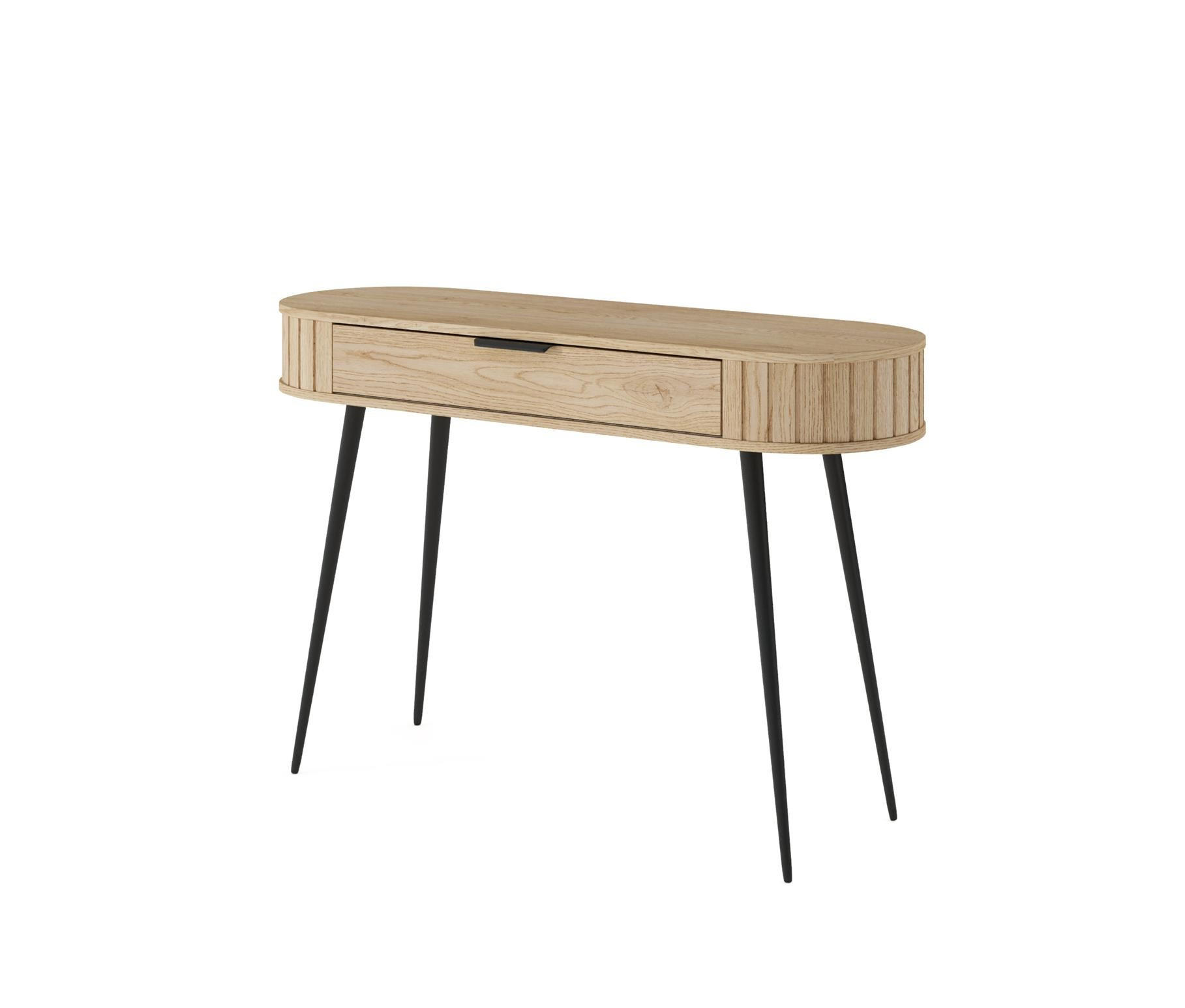 SCHMINKTISCH Rivo Eiche Cremona, mit geräumiger Schublade und Hochbeine - Eichefarben/Schwarz, Holzwerkstoff/Metall (40/120/80cm) - Bettso