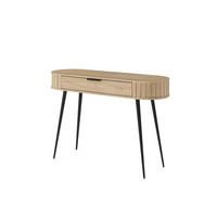 SCHMINKTISCH Rivo Eiche Cremona, mit geräumiger Schublade und Hochbeine - Eichefarben/Schwarz, Holzwerkstoff/Metall (40/120/80cm) - Bettso