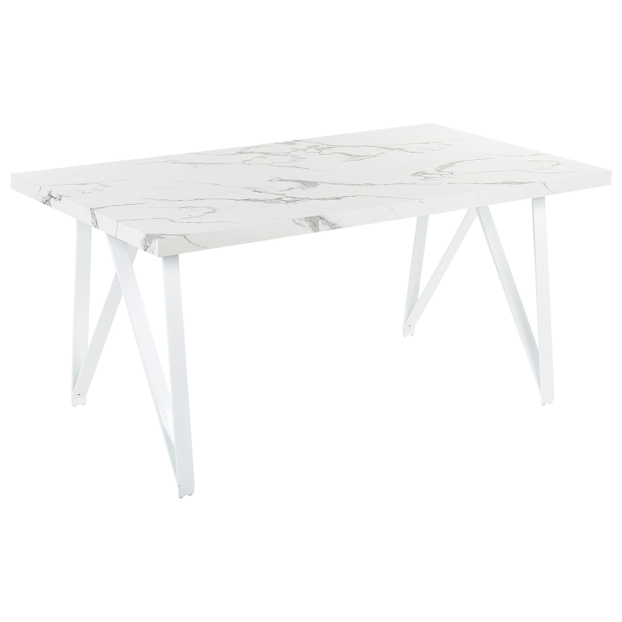 ESSTISCH 160/90/76 cm Weiß grau Rechteckig Grieger - Weiß, Holzwerkstoff (160/90/76cm) - Beliani