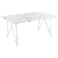 ESSTISCH 160/90/76 cm Weiß grau Rechteckig Grieger - Weiß, Holzwerkstoff (160/90/76cm) - Beliani