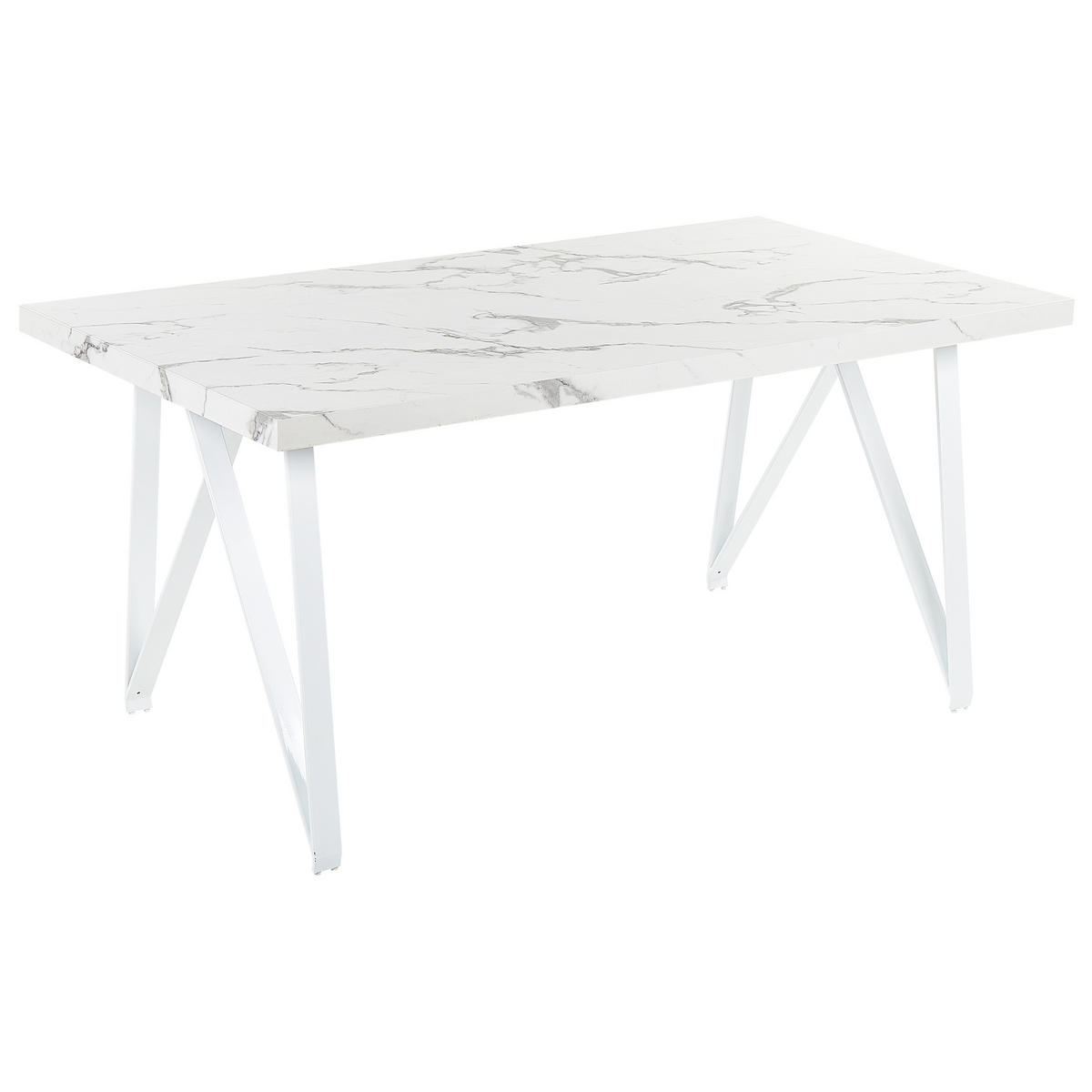 ESSTISCH 160/90/76 cm Weiß grau Rechteckig Grieger - Weiß, Holzwerkstoff (160/90/76cm) - Beliani