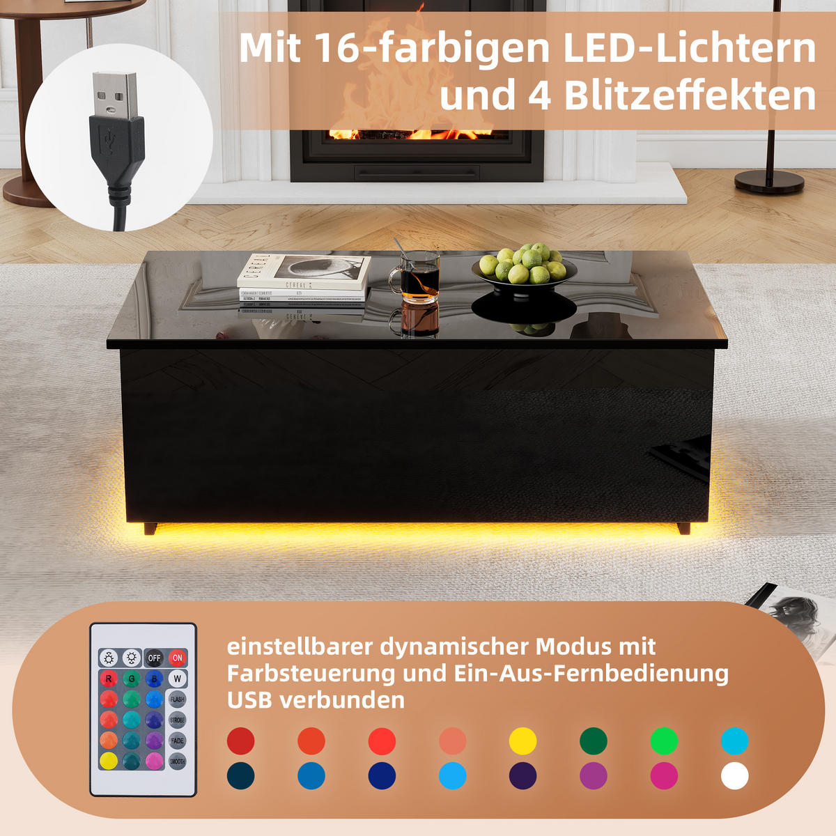 COUCHTISCH Black 100/50/35 cm - Schwarz, Holz (100/50/35cm) - Urban Meuble