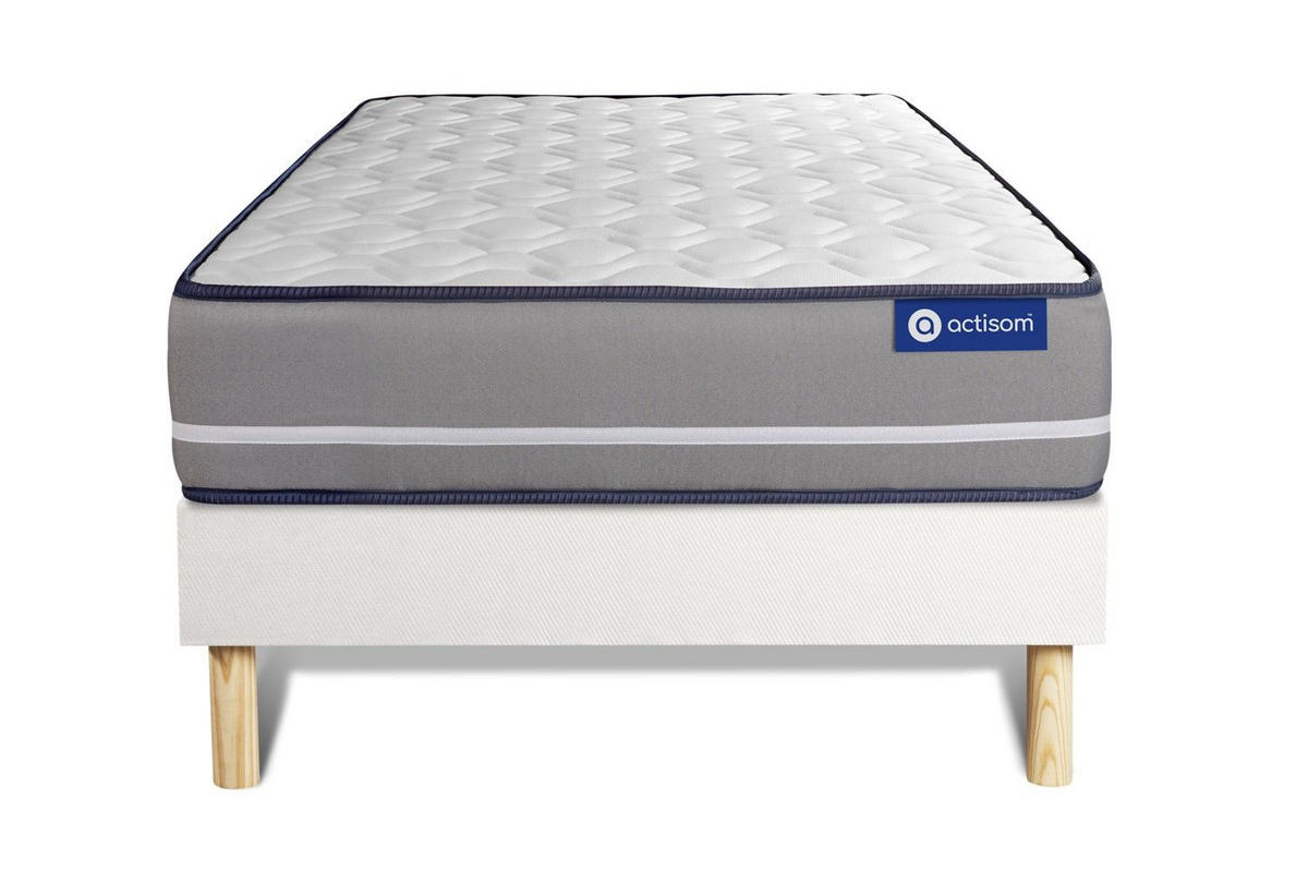BETT Actimemo pur Memory-Schaum 90 x 200 cm h3 - Kit Bettgestell Weiß - Beige/Weiß, Holz (90/200cm) - ACTISOM