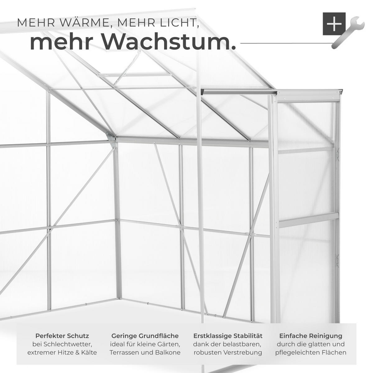 ANLEHNGEWÄCHSHAUS ,192 x 128 x 202 cm,transparent - Transparent, Metall (128/202/192cm) - tectake
