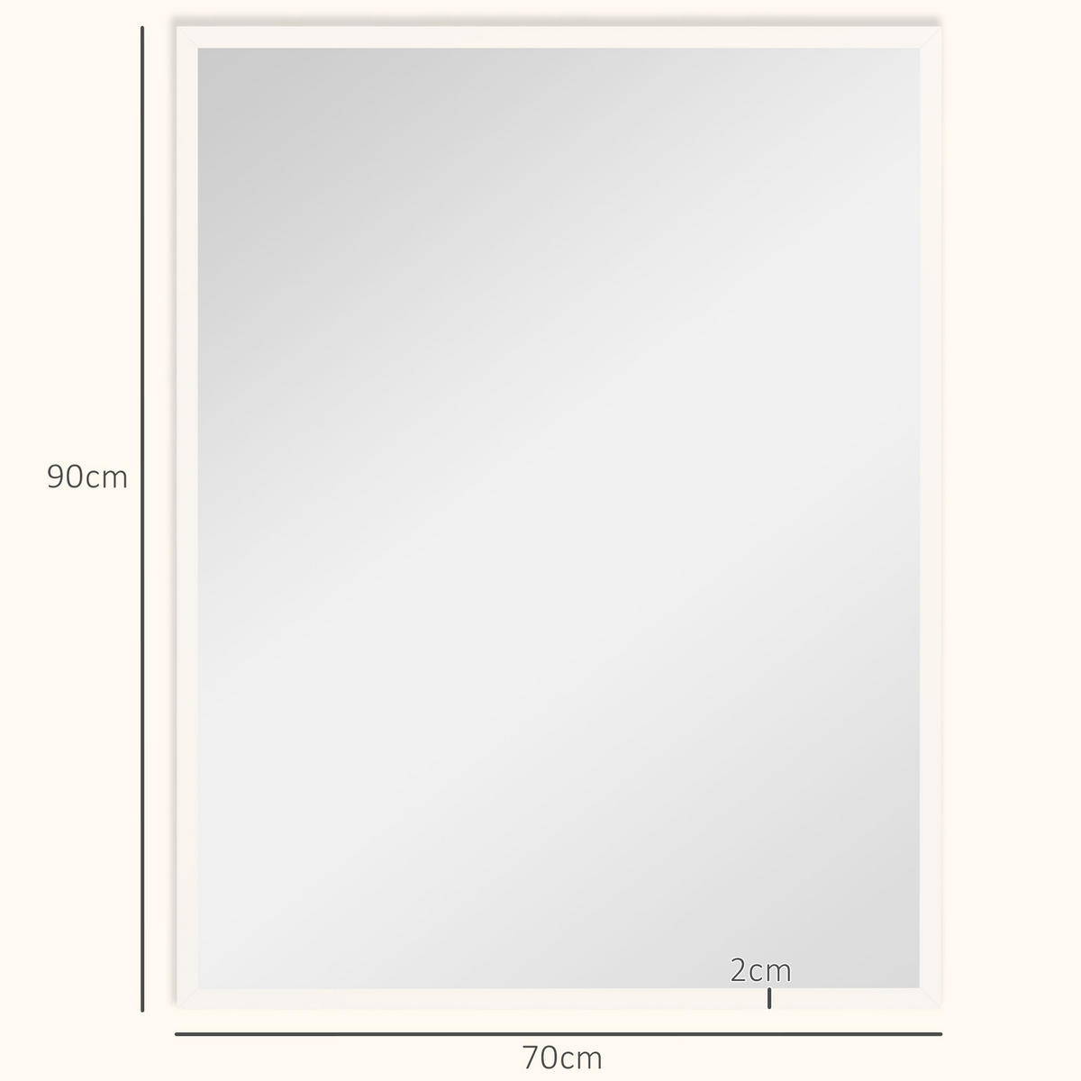 WANDSPIEGEL MDF Glas Weiß - Weiß, Holzwerkstoff (2/90/70cm) - HOMCOM