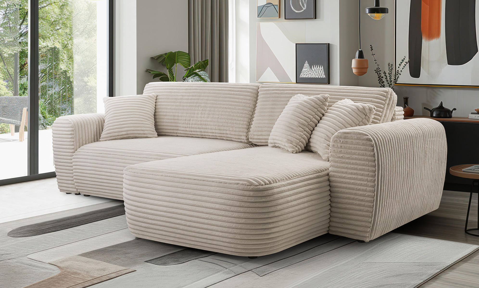 ECKSOFA HAPPO CORD PLUSH Dunkelgrau - Dunkelgrau, Textil (297/169cm) - Luxkor24