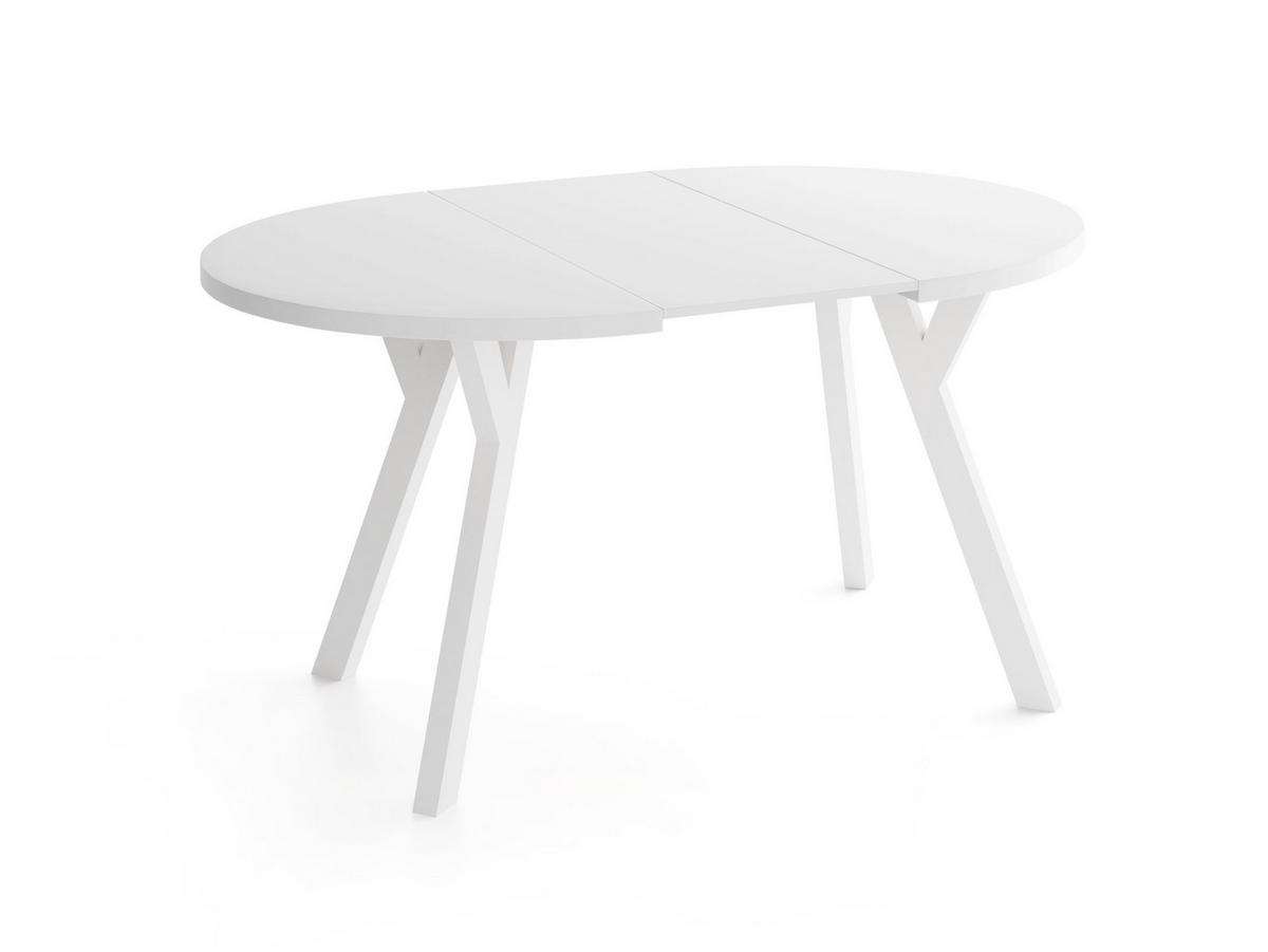 ESSTISCH Vero rund ausziehbar verlängerbar, Weiss 80-130/80/77 cm - Weiß, Holz/Holzwerkstoff (80/130/76.5cm) - WFL GROUP