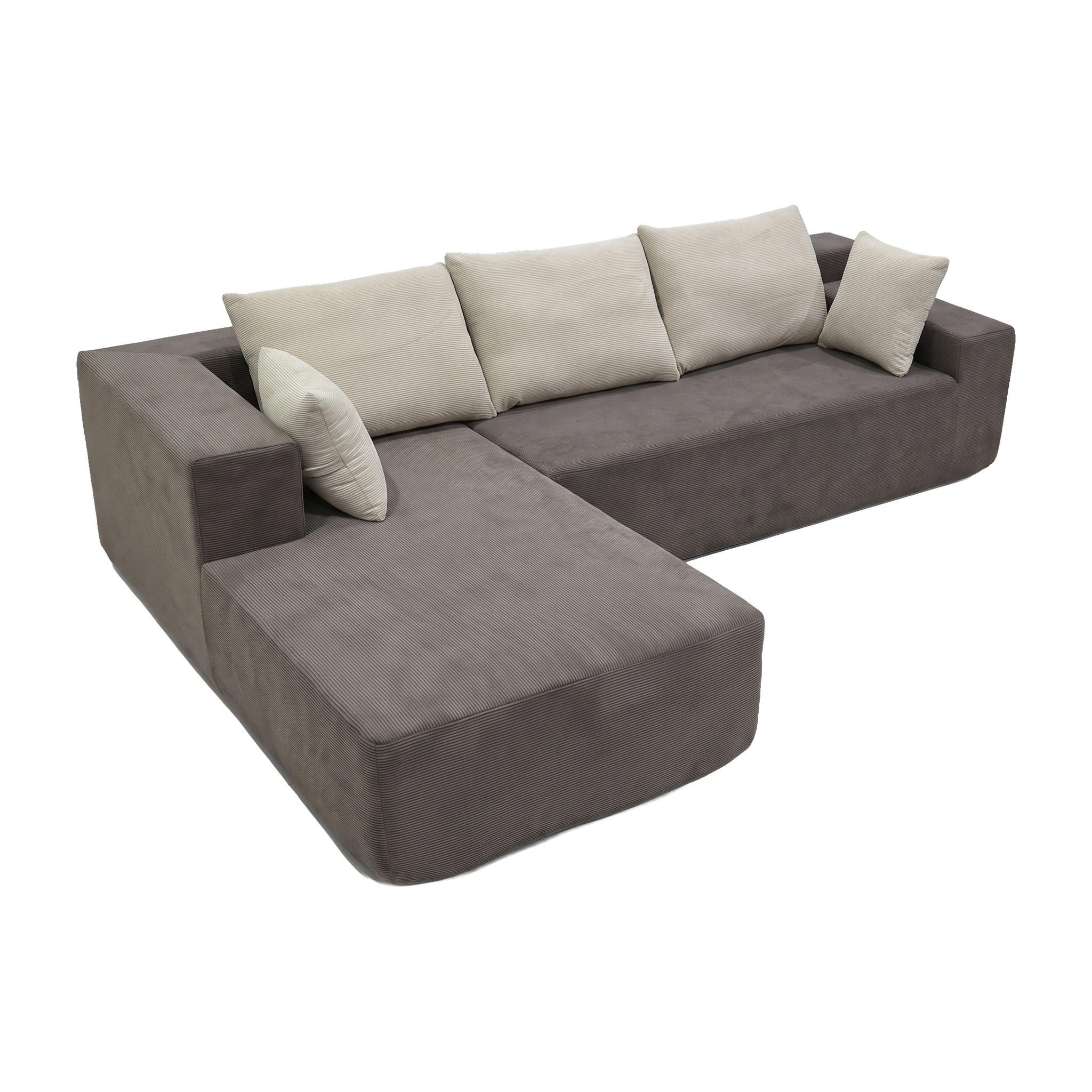 ECKSOFA Luna Braun Sand 3-Sitzer Links - Braun, Textil (267/175cm) - COCO Living