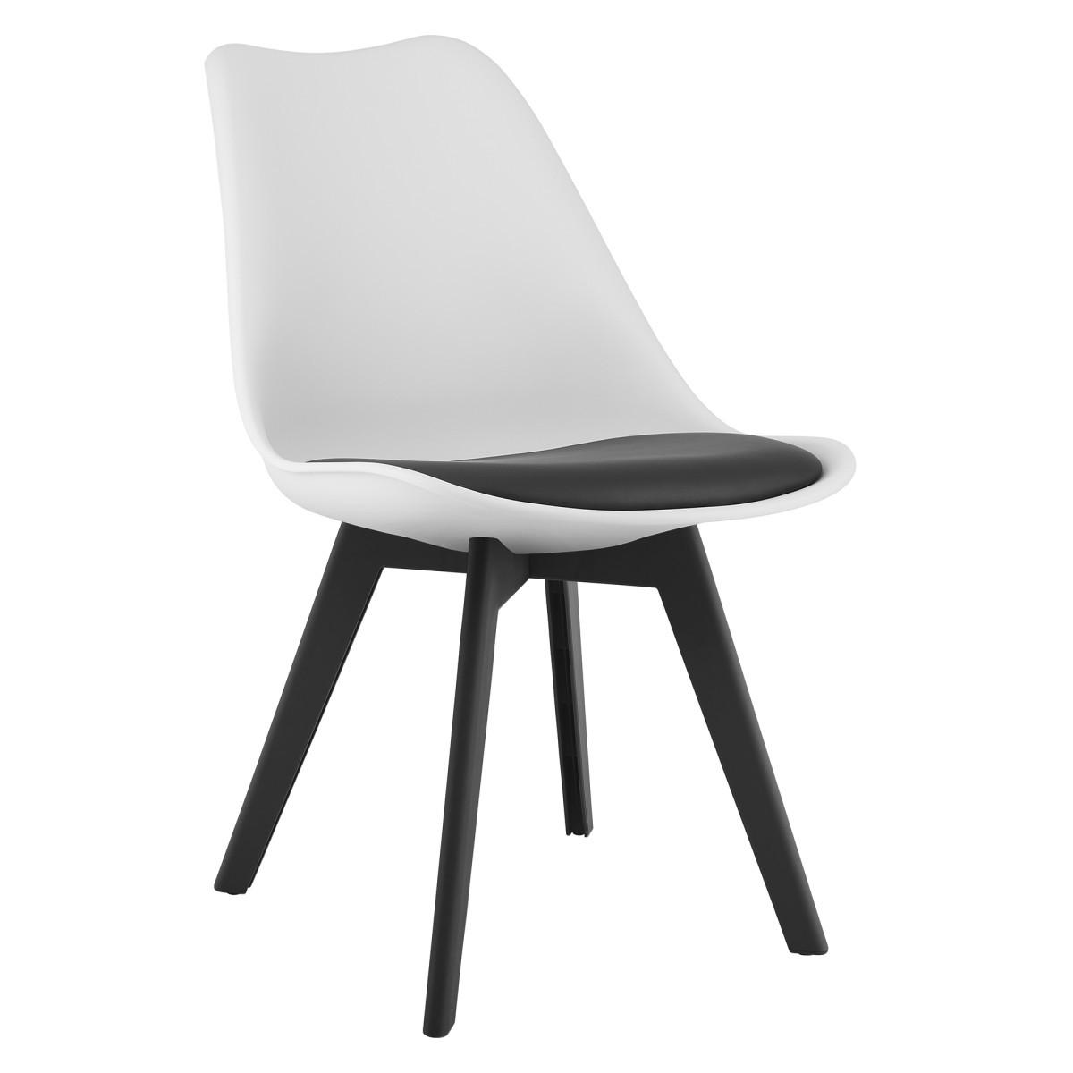 ESSZIMMERSTUHL RIKX Schwarz-weißer Sitz, schwarze Beine - Schwarz, Kunststoff (49/82/43cm) - Valora