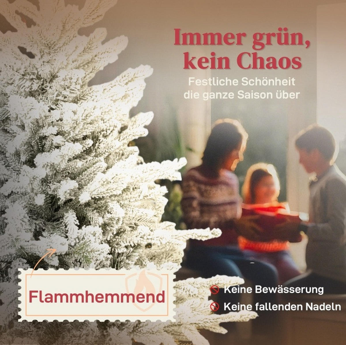 WEIHNACHTSBÄUME 93/93/150 cm weiß/grün aus Kunststoff mit Schneeoptik - Weiß, Kunststoff (150cm) - OKWISH