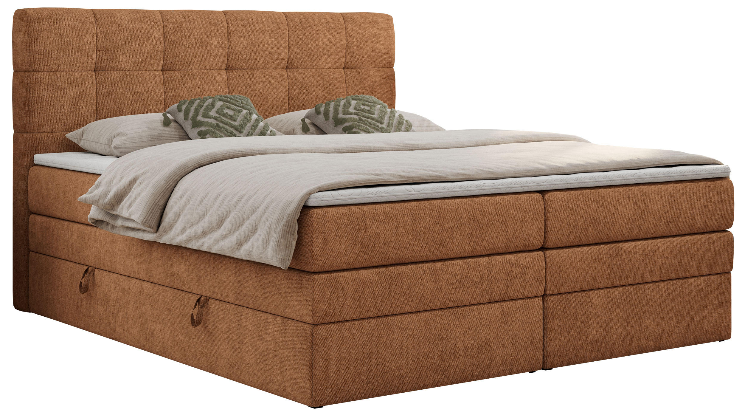 BOXSPRINGBETT LUKA KING 140/200 Orange Struktur - H3 - Orange, Holz/Textil (140/200cm) - MKS