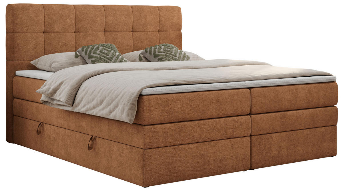 BOXSPRINGBETT LUKA KING 120/200 Orange Struktur - H3 - Orange, Holz/Textil (120/200cm) - MKS