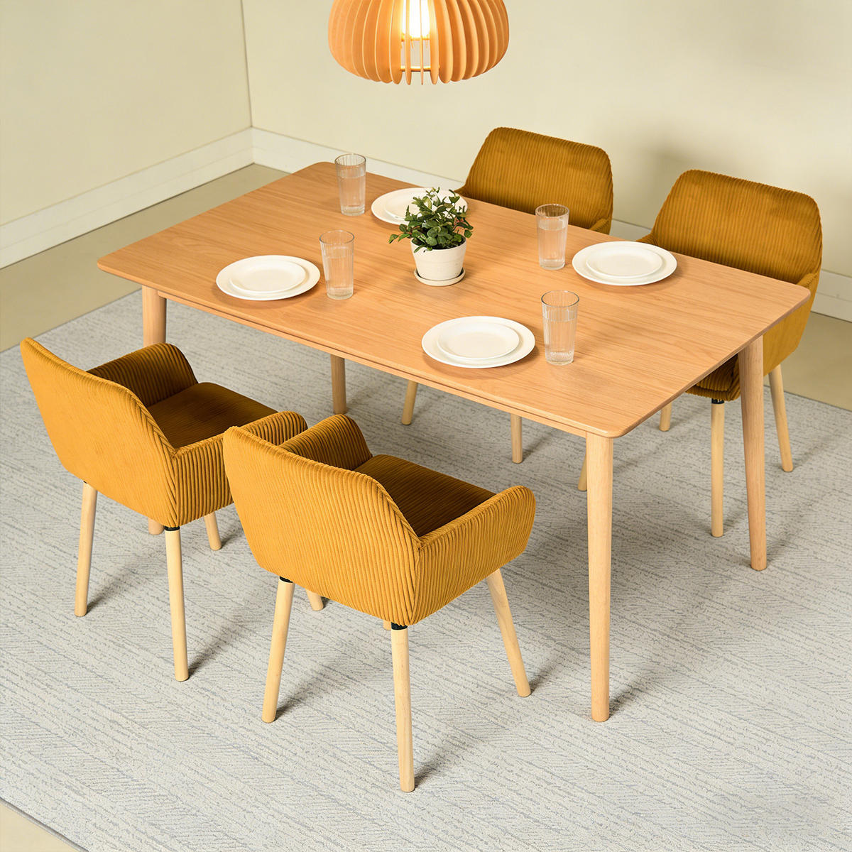 ESSZIMMERSTUHL 4er Set in Gelb mit Cord-Optik - Gelb, Textil (54/77/53cm) - Meubles Cosy