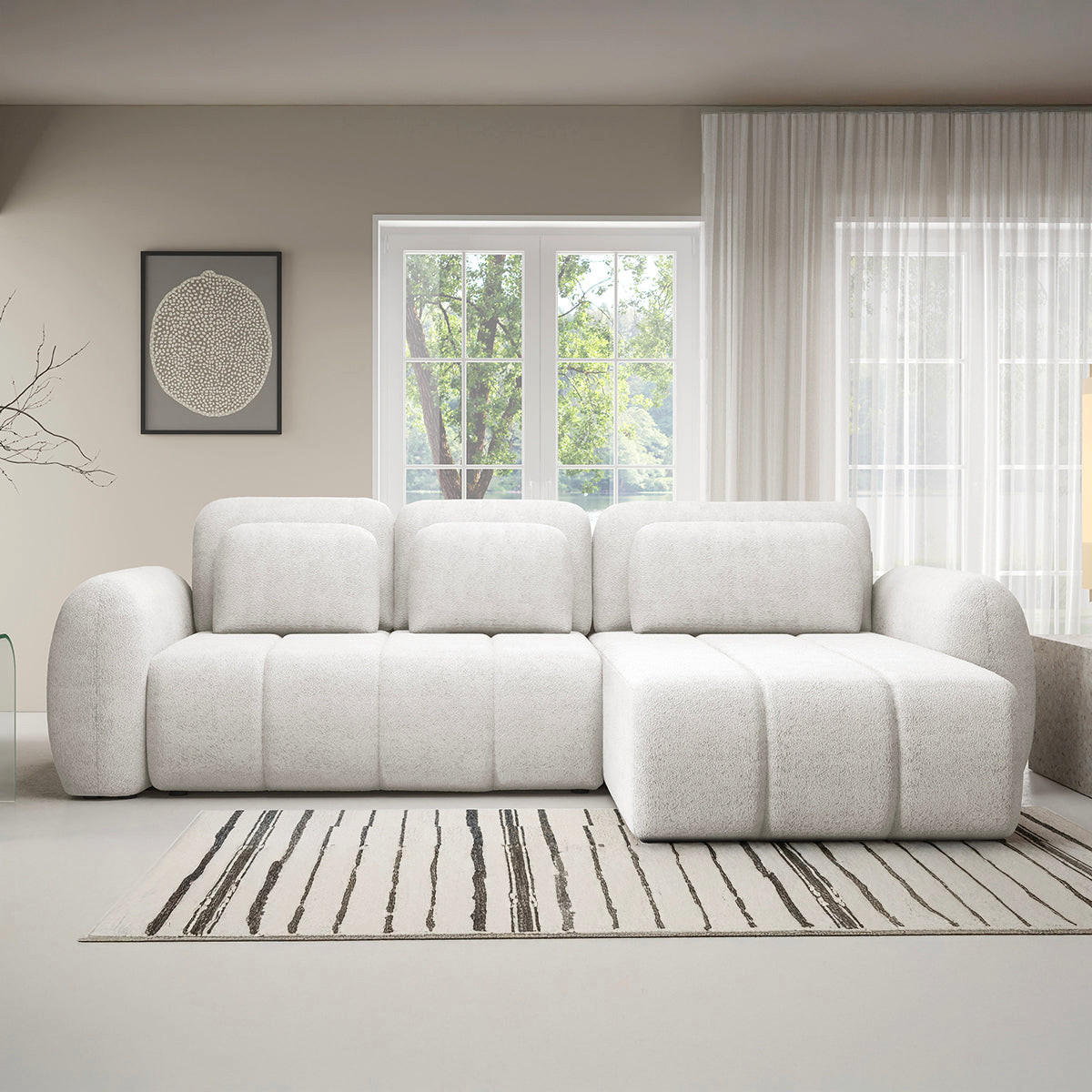 ECKSOFA Cesar 3 Sitzplätze Weiß - Weiß, Holz (304/190cm) - Petits-meubles