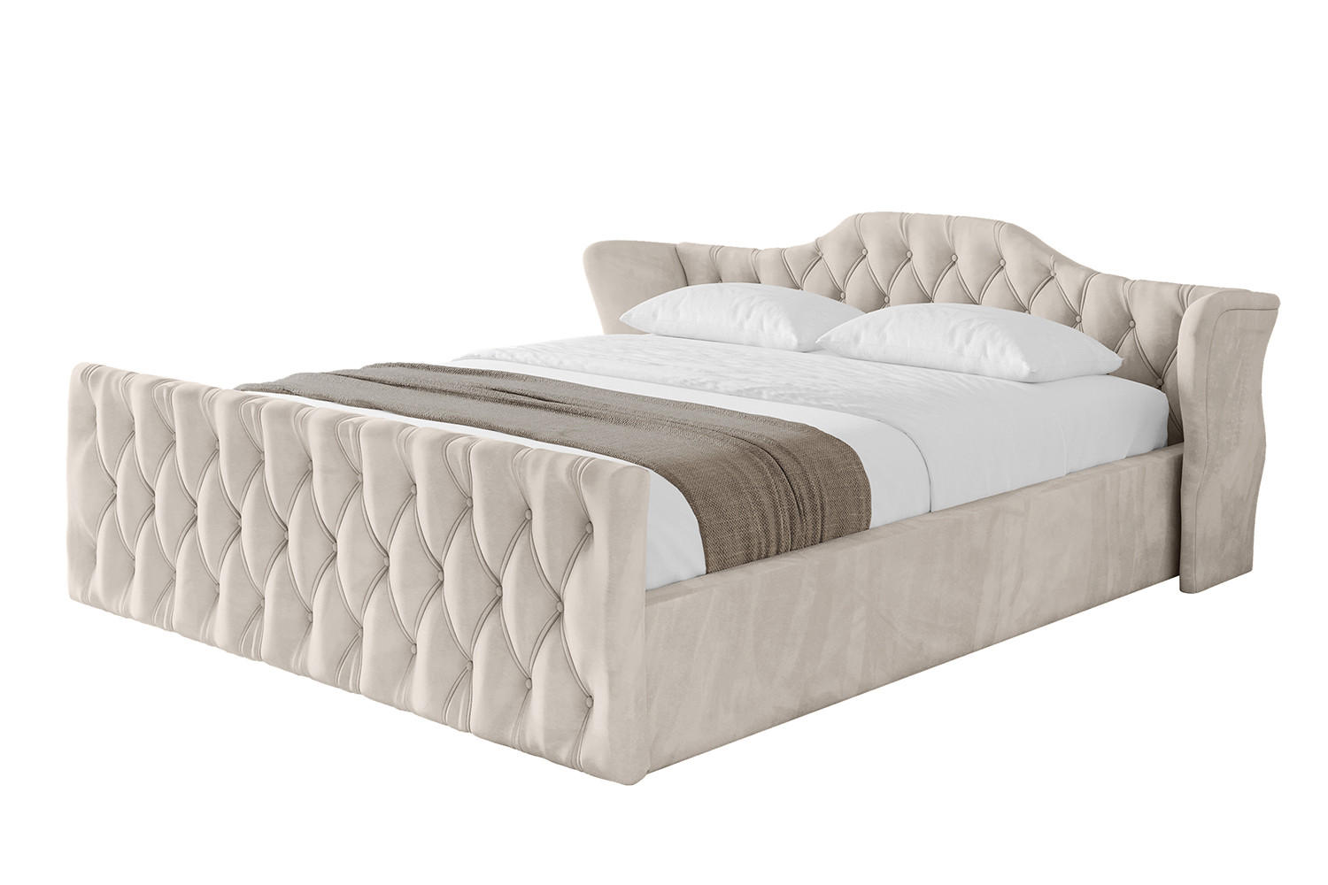 POLSTERBETT mit Bettkasten, Fußteil und Lattenrost, Boxbett ohne Matratze - ZORAN-Z-V1 180x200 Beige - Beige, Holzwerkstoff/Textil (180/200cm) - ALTDECOR