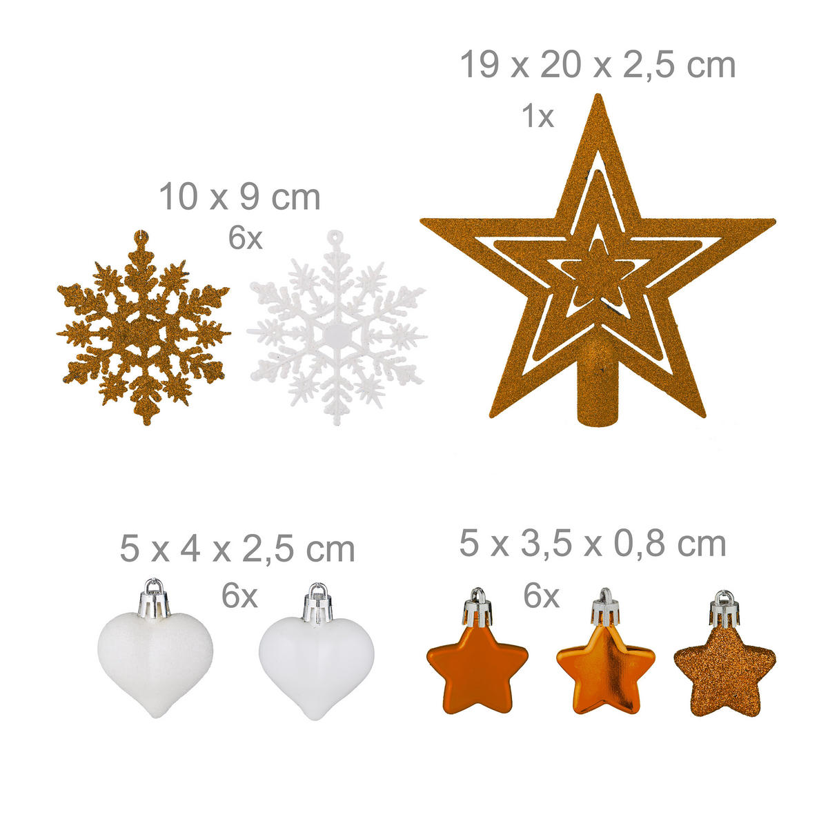 101-TLG.WEIHNACHTSKUGELN-SET - Orange, Kunststoff (20/19/2.5cm) - Relaxdays