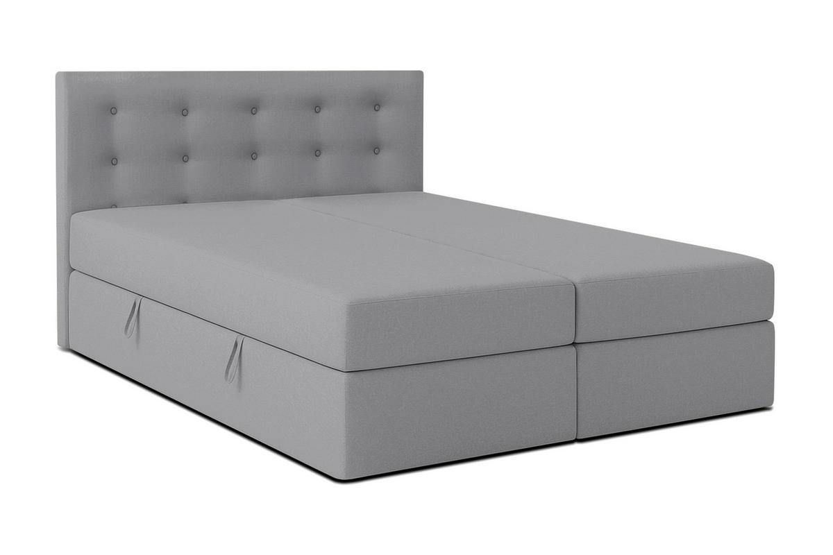 BOXBETT BAUNEI 160x200 cm mit Bettkasten und Matratze - Grau - Schwarz/Grau, Holz/Holzwerkstoff (160/200cm) - AX Living
