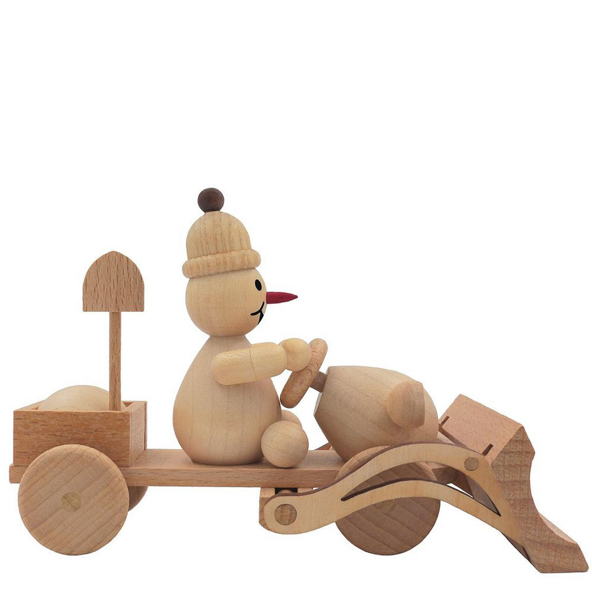 HOLZFIGUR Schneemann Junior mit Schneepflug 9 cm - Multicolor, Holz (15/1/0.1cm)
