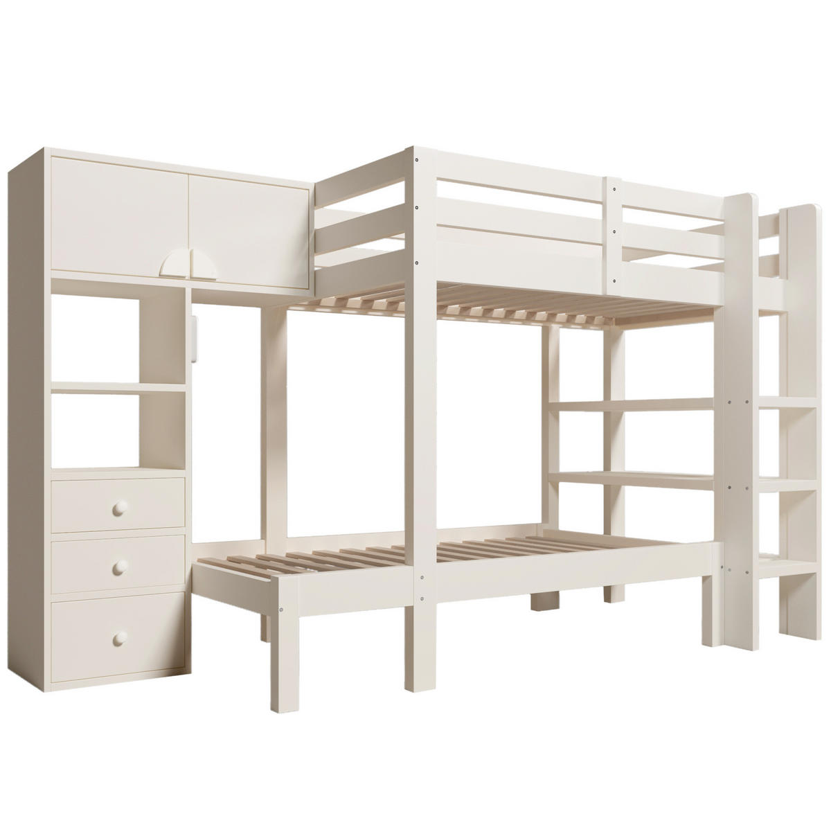 ETAGENBETT 90/200 cm Weiß mit LED-Nachtlicht und Stauraum - Weiß, Holzwerkstoff (90/200cm) - MIVRAY