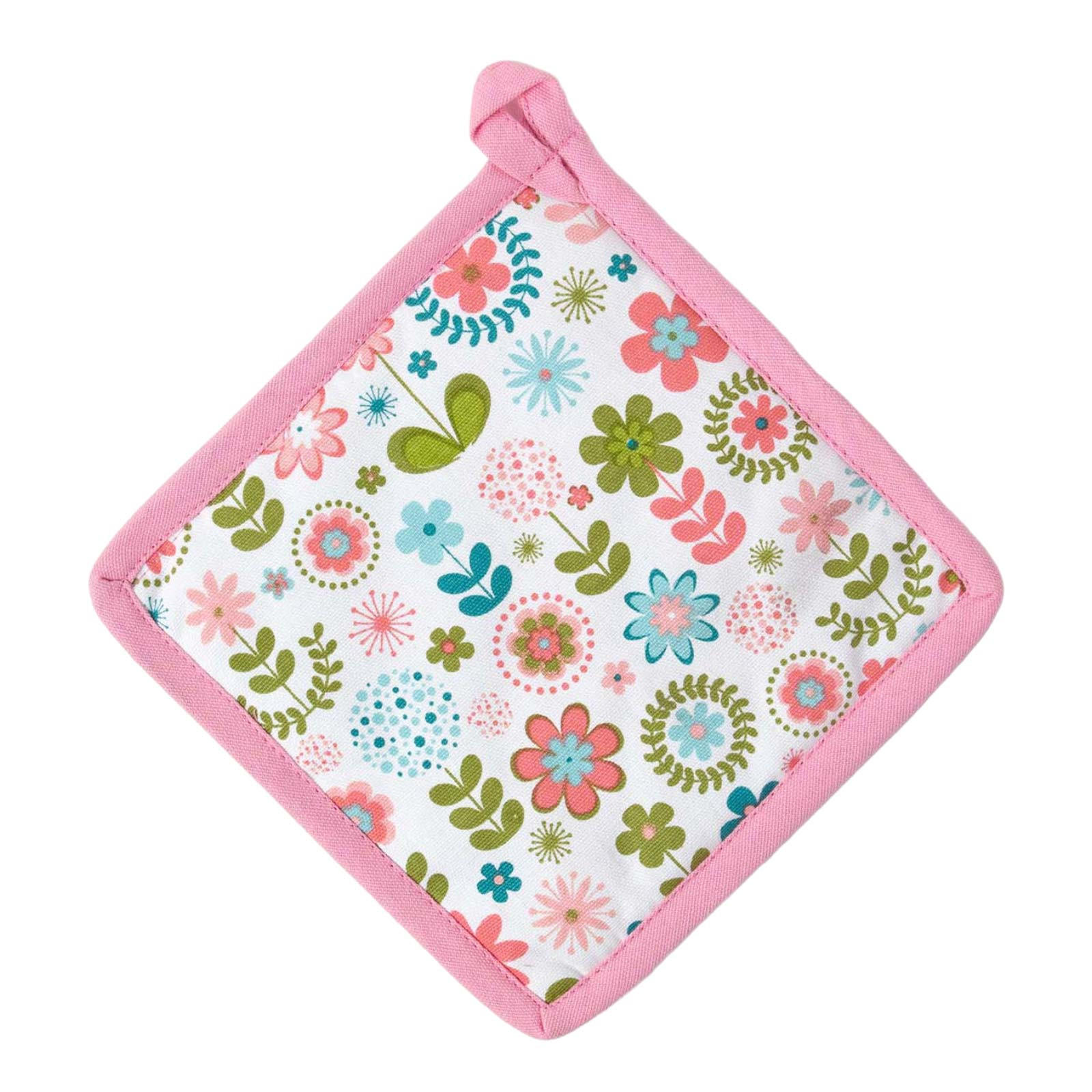 TOPFLAPPEN Retro-Blumen 20/20 cm, Baumwolle wattiert - Multicolor, Textil (20/20cm) - Homescapes