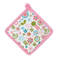 TOPFLAPPEN Retro-Blumen 20/20 cm, Baumwolle wattiert - Multicolor, Textil (20/20cm) - Homescapes