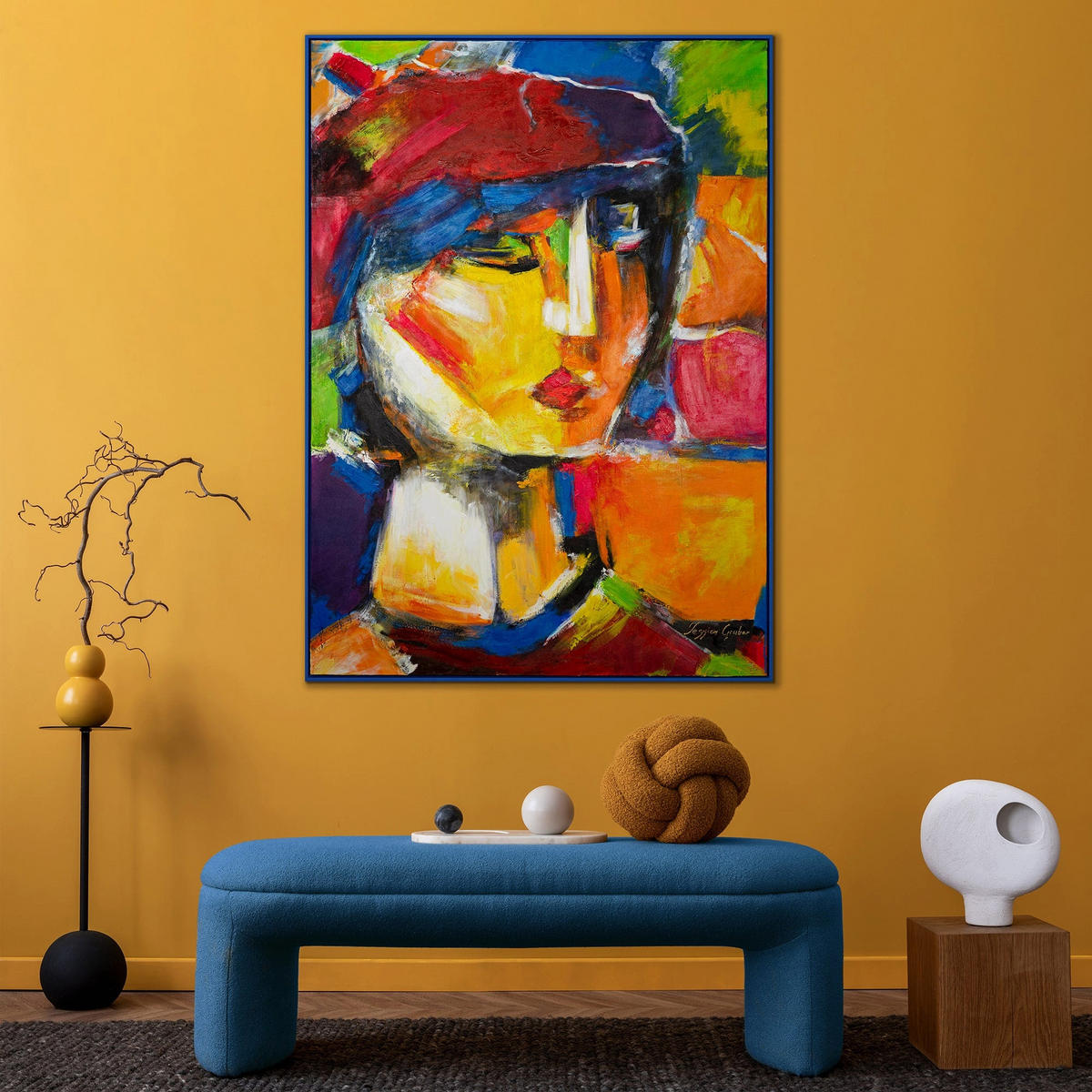 GEMÄLDE Lebhaftes Outfit Schattenfugenrahmen Blau 140x100 cm - Blau, Holz (140/100cm) - YS-art gallery