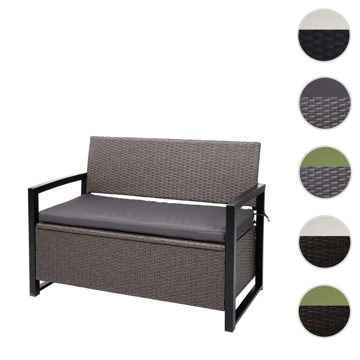 POLY-RATTAN 2ER SITZBANK Hellgrau, Grau - Hellgrau/Grau, Kunststoff (117/87/57cm) - MCW