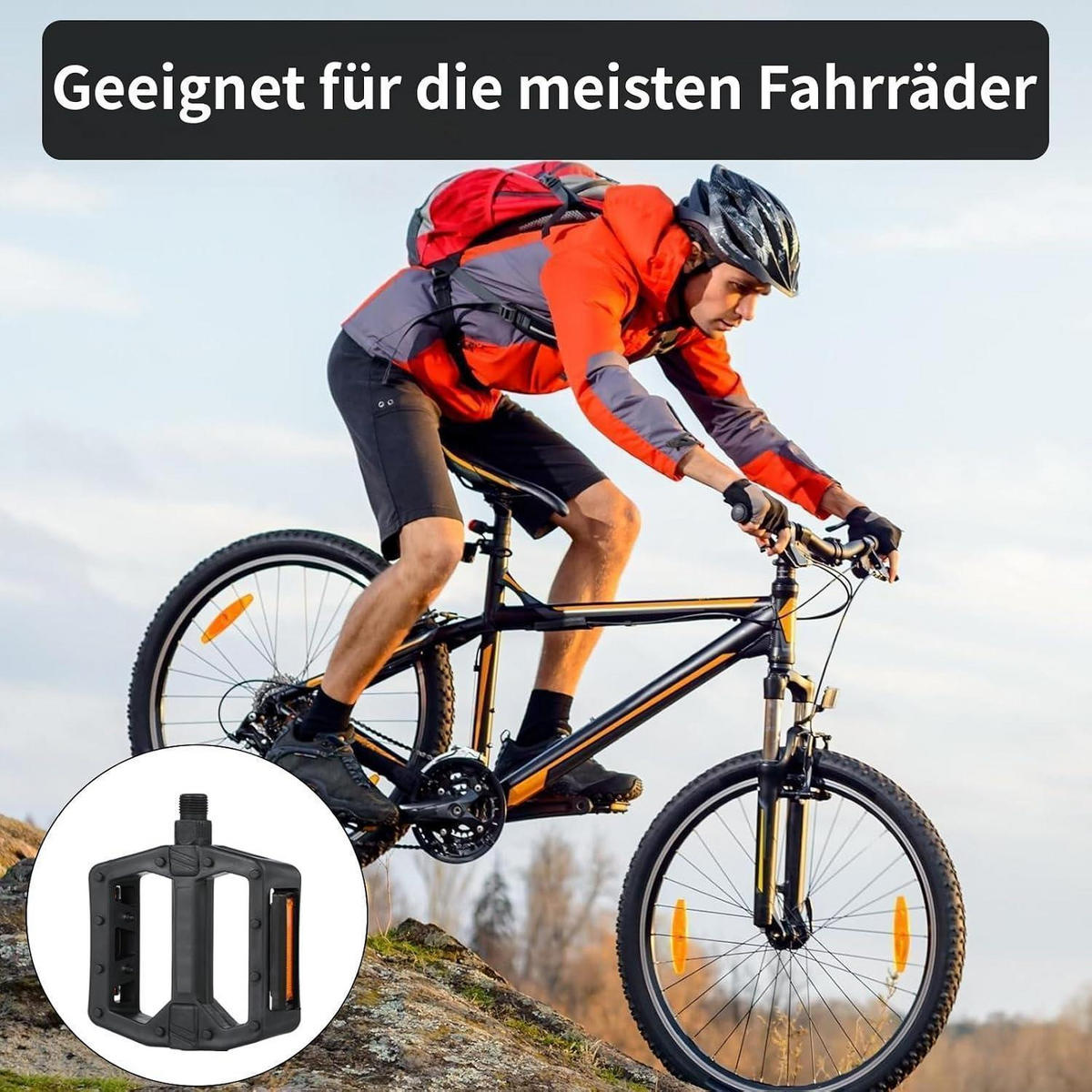 FAHRRADPEDALE mit Reflektoren Schwarz - Schwarz, Kunststoff (10/2.2/12cm)