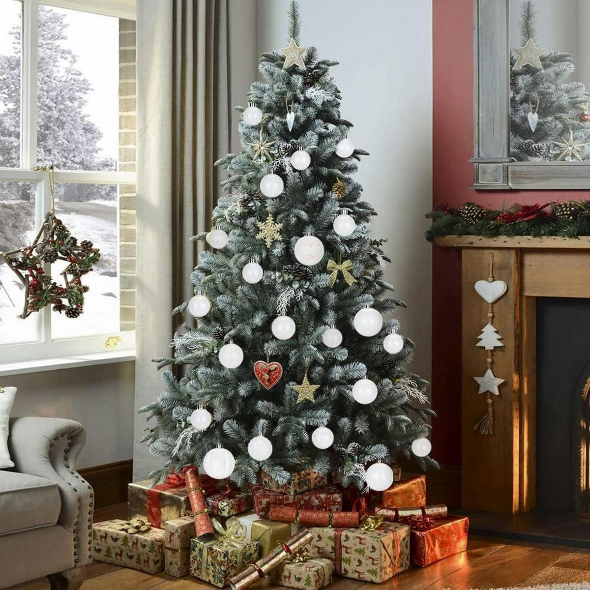 WEIHNACHTSKUGELN 25 Stück bruchsicher 6 cm Perlweiß - Weiß, Kunststoff (6/6/6cm)