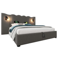 POLSTERBETT 160x200cm Doppelbett mit Leselampe & USB-C Grau - Grau, Holz - FLIEKS