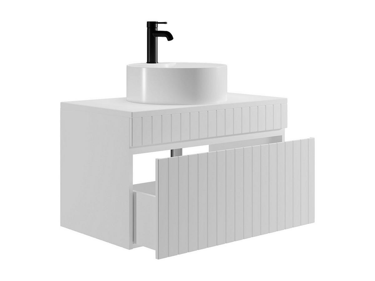 EINZELWASCHTISCH - 80cm x 46cm - MDF - weiß - SATARA - Weiß, Holz (80/46/46cm) - Vente-Unique