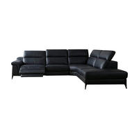 ECKSOFA Texas Echtleder mit 1 x Relaxfunktion Schwarz - Schwarz, Leder/Metall (238/274cm)