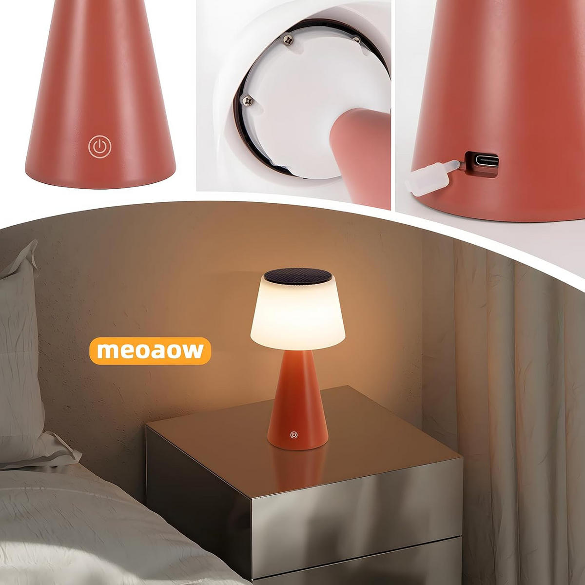 TISCHLEUCHTE Brennert 13/23.9/13 cm - Rot, Metall (13/13/23.9cm) - ZMH