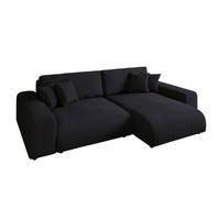 ECKSOFA mit Schlaffunktion, Bettkasten, Wellenunterfederung, seitenverkehrt montierbar B255/T165/H84 cm, Liegefl. 148x196 cm, Cord Schwarz/ 21008 - Schwarz, Kunststoff/Textil (255/165cm) - luma-home