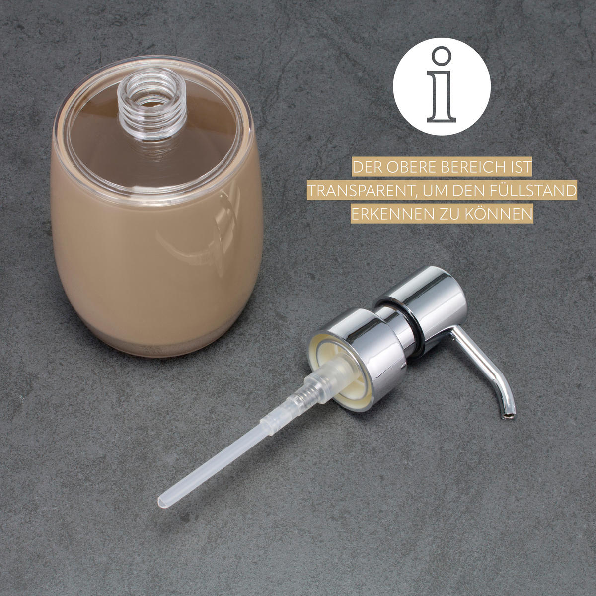 SEIFENSPENDER SAVONA, braun - Cappuccino, Kunststoff (8/16/8cm) - bremermann