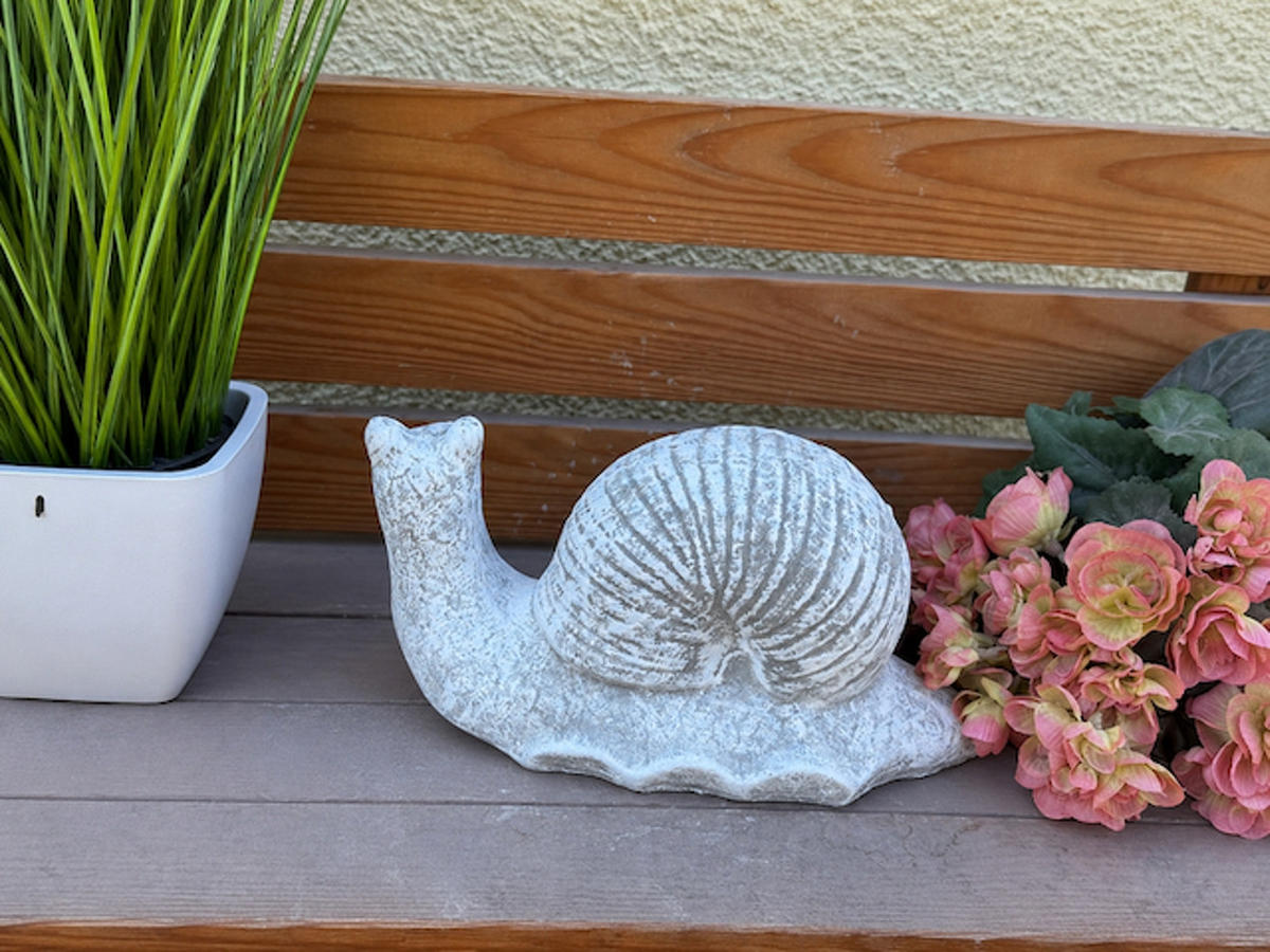 STEINFIGUR Schnecke aus Steinguss frostfest wetterfest - Grau, Stein (28/16/12cm) - stoneandstyle