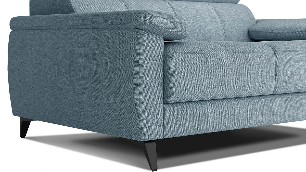 SOFA TAUNUS 2-Sitzer, hellblau - Schwarz/Hellblau, Holzwerkstoff/Textil (141/80/102cm) - Courtois Laville