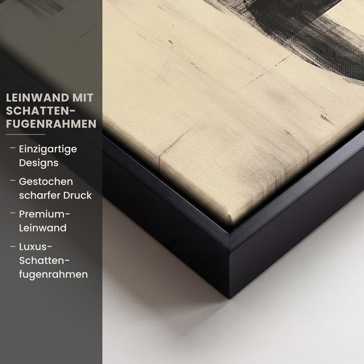 LEINWAND Bilder mit Rahmen - Kreise - Balken - Schwarz - Abstrakt - 40x30 - Schwarz, Textil (40/30cm) - MuchoWow