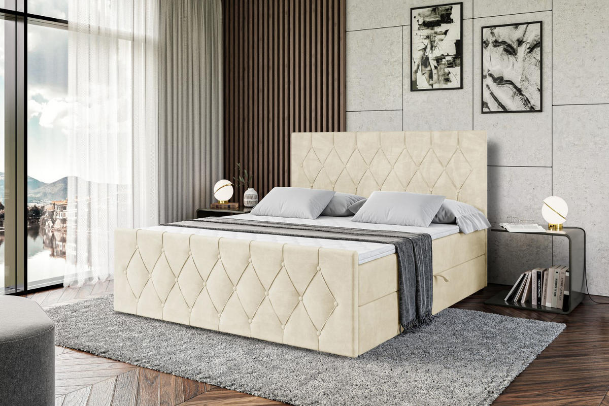 BOXBETT VELANTO-Z - 160 x 200 - H3 - Beige - Beige, Holzwerkstoff (160/200cm) - ALTDECOR