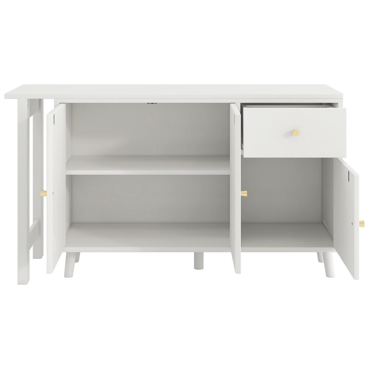 SCHREIBTISCH 120/40/74,5 cm drehbar mit Sideboard und Schublade in Weiß - Weiß, Holzwerkstoff (120/40/74.5cm) - BEAOK